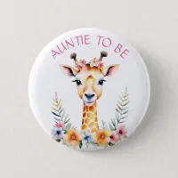 Baby Giraffe Floral, Auntie to be | Baby Shower Button