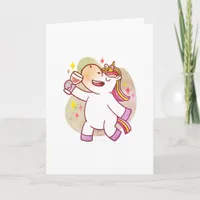 Colorful Unicorn Drinking Wine, Birthday Card