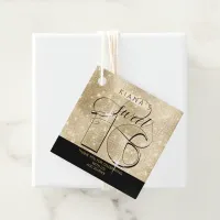 Glitter and Shine Sweet 16 Black/Gold ID675 Favor Tags