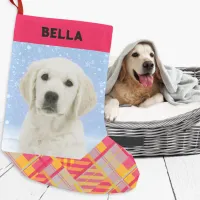 Colorful Plaid Your Dog Photo Name Pet Lover Small Christmas Stocking