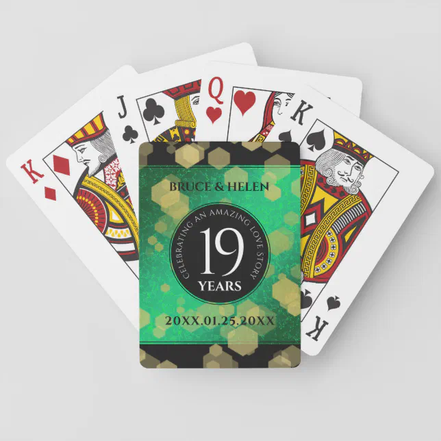 Elegant 19th Jade Wedding Anniversary Celebration Poker Cards