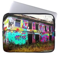 Abandoned House with Colorful Graffiti Laptop Sleeve