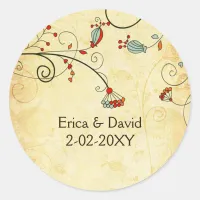 rustic vintage red floral envelope stickers