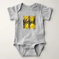 Yellow Sunflower and Leopard Print Blessed Baby Bodysuit