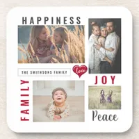 Custom Photo Collage Love Joy Family Beverage Coaster