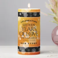 Elegant 16th Golden Topaz Wedding Anniversary Pillar Candle