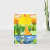 Seal River Kayak Sunrise Happy Place Art Card