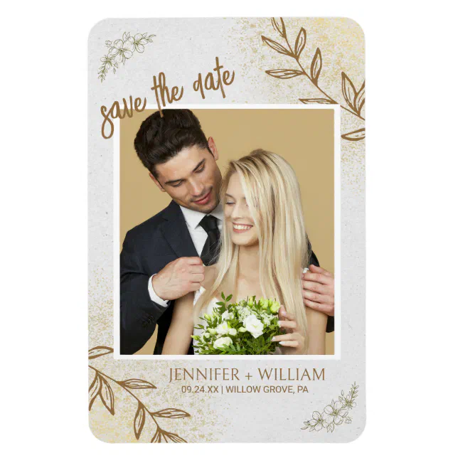 Gold And Cream Elegant and Delicate Save the Date Magnet