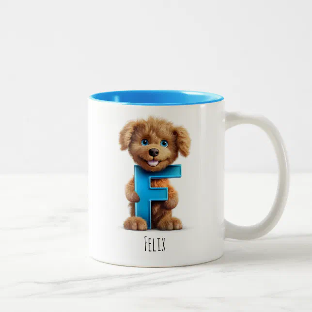 Letter F Dog Alphabet Monogram Coffee Mug