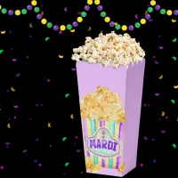 Birthday Popcorn Box Watercolor Mardi Gras Purple