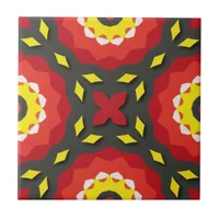 Colorful Ethnic Geometric Kaleidoscope Arabesque Ceramic Tile