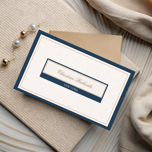 Classy Navy Blue Ivory Business Card