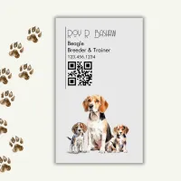 Dog Breeder Trainer Cute Beagle QR Code Canine  Business Card Magnet