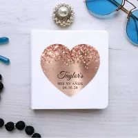 Glittery Rose Gold Foil Mis XV A&#241;os Heart Shape Sticker