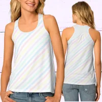 Vintage Pastel Candy Stripes, Rainbow Sleeveless Tank Top