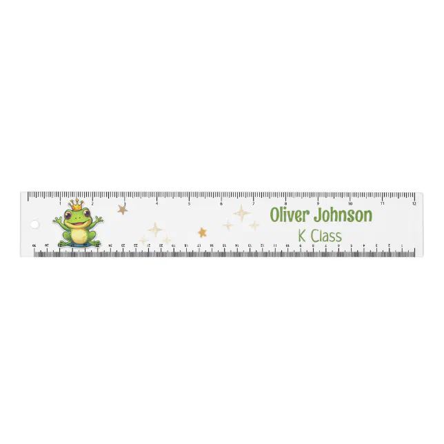 Frog King Cartoon Back To School Name And Class  Ruler