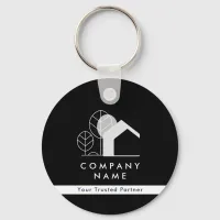 Simple Real Estate Agent Black and White Qr code Keychain