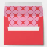 Retro Groovy 70s Pattern Pink Red Wedding  Envelope