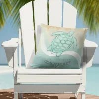 Beach House Nautical Turtle Aqua Blue ID623 Throw Pillow