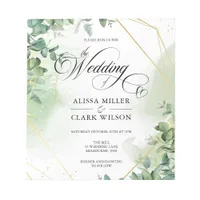 BUDGET Eucalyptus Greenery Gold Wedding Invitation Notepad