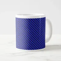 Thin Black and Blue Diagonal Stripes Giant Coffee Mug