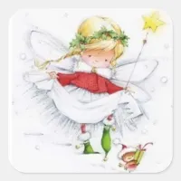 Vintage Christmas Angel and Mouse Sticker