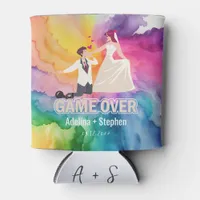 Game Over Funny Bride and Groom Comic Wedding Can Cooler