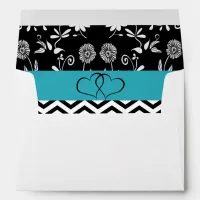 Personalized Wedding Envelope Blue and Black Heart