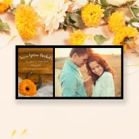 Orange Daisy and Horseshoe Country Barn Wedding Save The Date