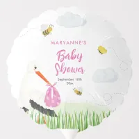 Rustic Stork with Bee & Butterfly Girl Baby Shower Balloon