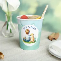 It's a Boy | A Baby and his Dog Baby Shower Paper Cups