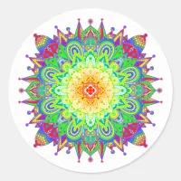 Psychedelic Zen Mandala Abstract Art  Classic Round Sticker