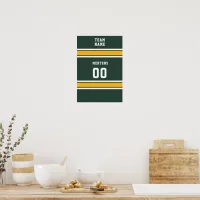 Sports Team Your Name Number Green Gold White Poster