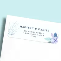 Rustic Winter Floral Navy Watercolor Address Label