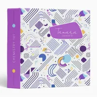 Retro Geometric Abstract Pat#4 Purple Blue ID1067 3 Ring Binder