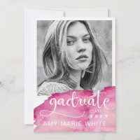 Watercolor Modern Stylish Script Photo Graduation Invitation