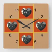 Clock - Pet patchwork (red heart)