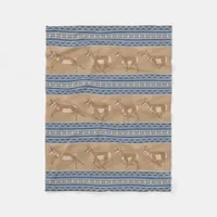 Southwest Pronghorn Antelopes Blue Border Small Fleece Blanket