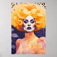 Gorgeous Drag Queen Red Hair Poster