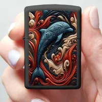 Ocean-Inspired Dolphin Artwork Zippo Lighter