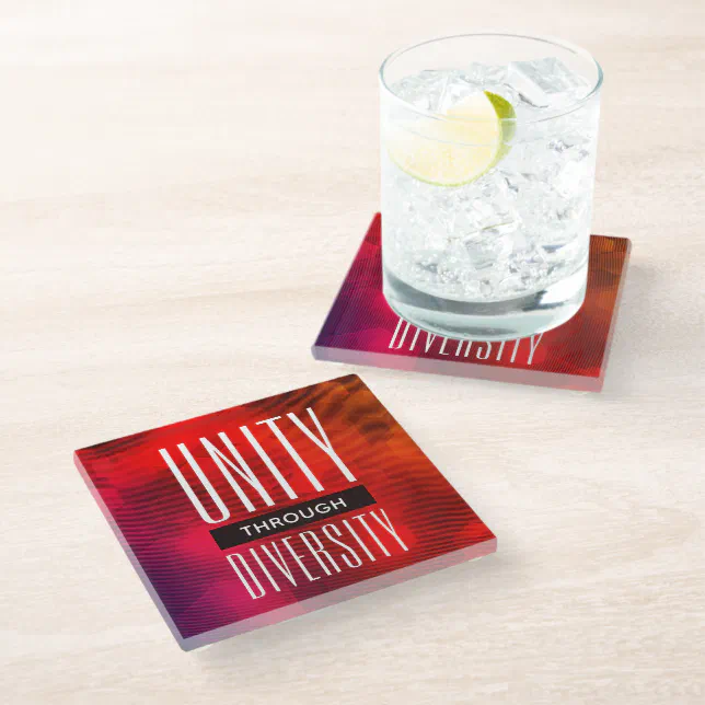 Stylish Unity Through Diversity Glass Coaster