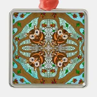 Hand drawn Owl Mandala  Ceramic Ornament