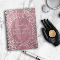 Ornate Pink White Consistency Motivational Quote Notebook