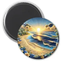 Ocean View Tropical Paper Quilling Effect  Magnet