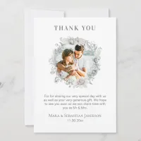 *~* AR16 QR Photo Elegant Floral Wedding Thank You Card