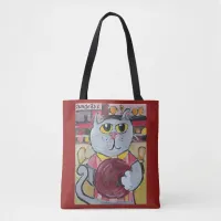 Bowling Pet Folk Art Fun Cute Sports Painting Tote Bag