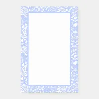 Pale Blue and White Paisley Patterned Pretty Post-it Notes