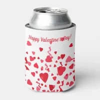 Valentine's Day Red Confetti Hearts Personalized Can Cooler