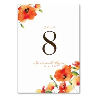 Summer Golden Poppy Wedding Table Number