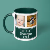 The Best Grandpa Ever Green Collage Photo Mug